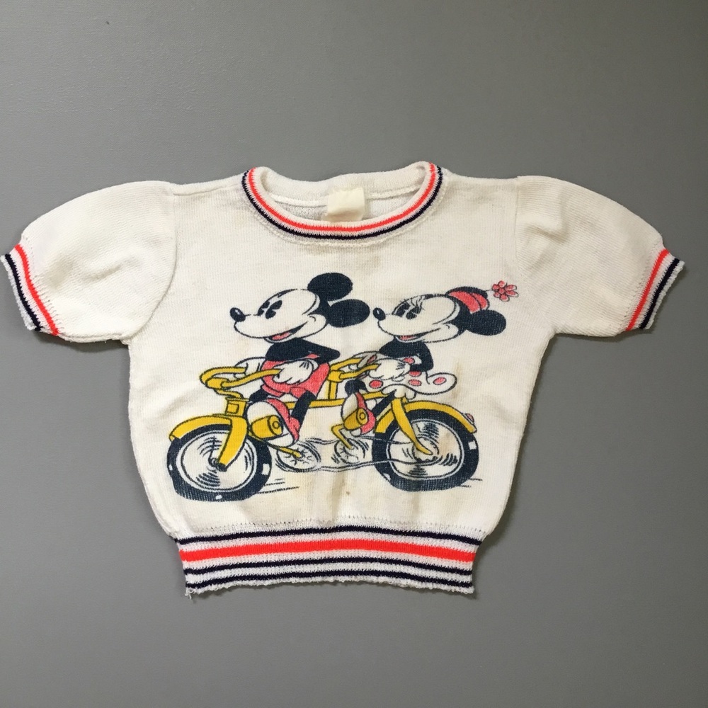 1970s Vintage Disney Mickey Minnie Mouse Knit Top Read - Picture 2 of 9